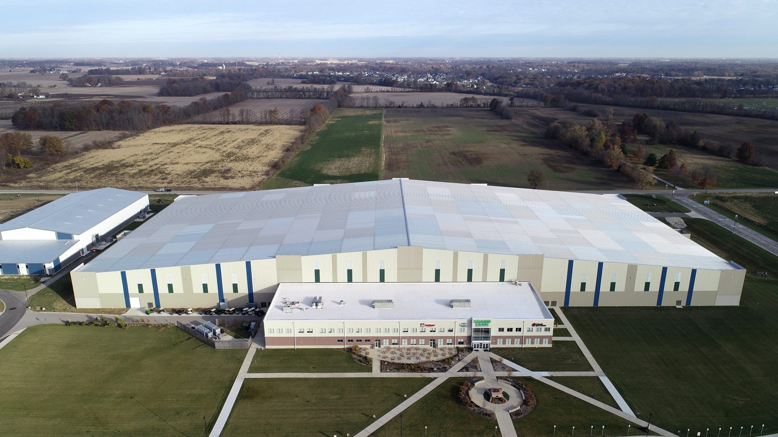 Grand park indoor soccer commercial roofing project by ce reeve roofing in Indiana