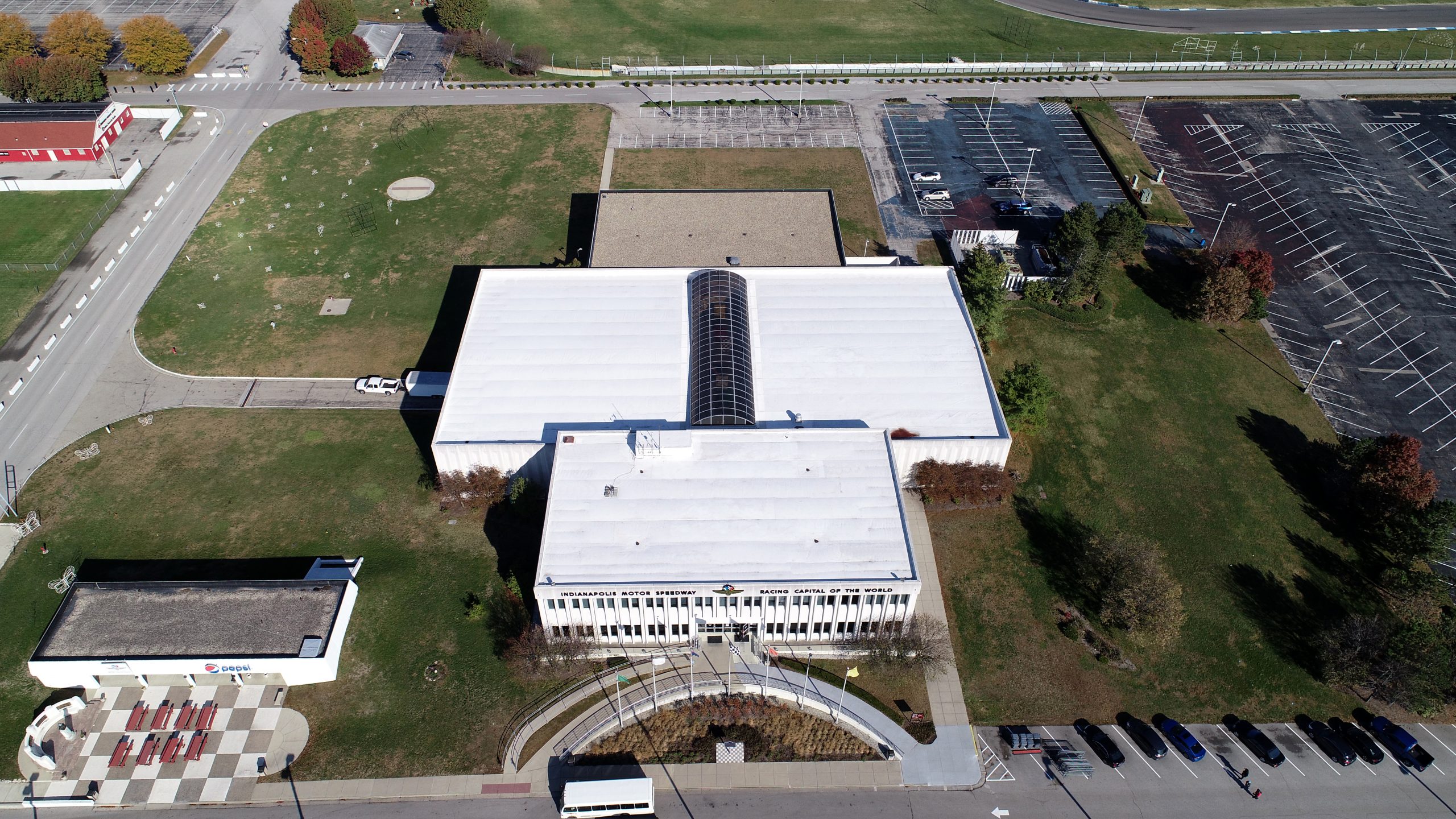 Indianapolis motor speedway museum commercial roofing project by ce reeve roofing in indiana